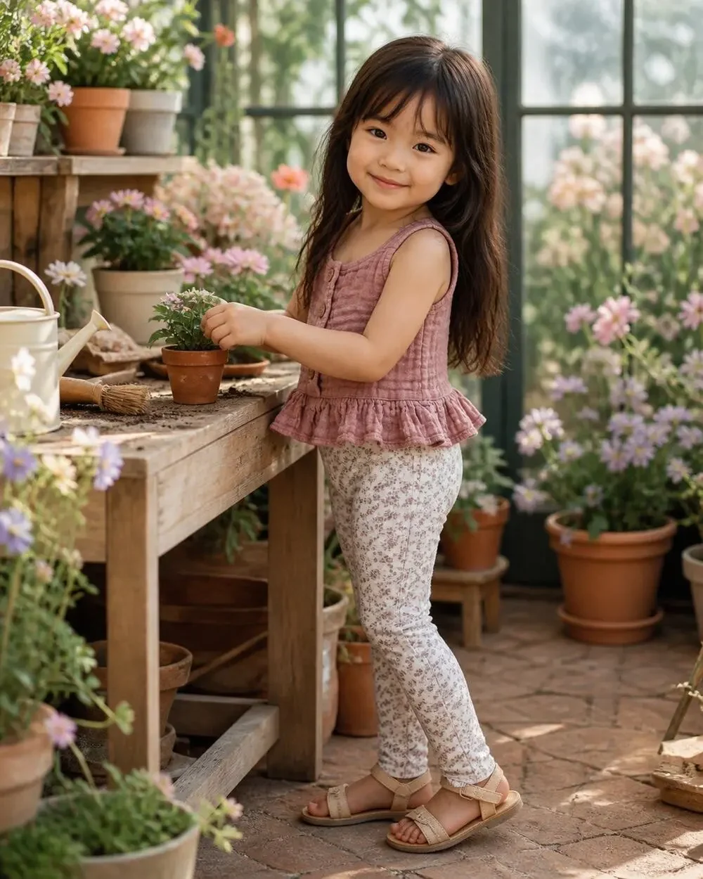 Jamie Kay Organic Dusty Mauve Peplum + Floral Leggings 3/4
